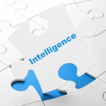 Learning concept: Intelligence on puzzle background Illustrazione stock