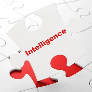 Learning concept: Intelligence on puzzle background Stock Illustration