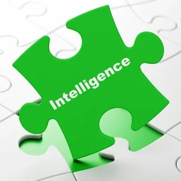 Learning concept: Intelligence on puzzle background Illustrazione stock