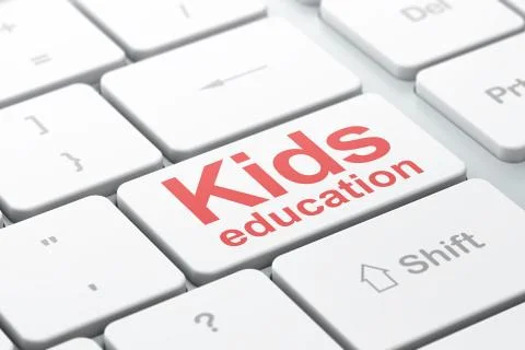 Learning concept: Kids Education on computer keyboard background 스톡 일러스트