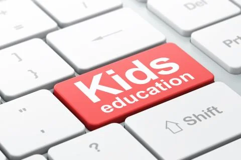 Learning concept: Kids Education on computer keyboard background Stock Illustration
