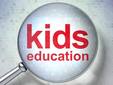 Learning concept: Kids Education with optical glass Stock Illustration
