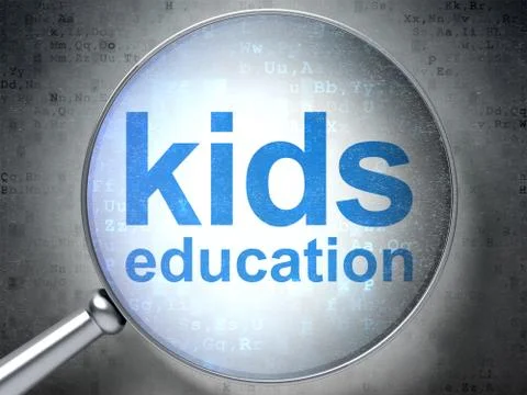 Learning concept: Kids Education with optical glass Stock Illustration