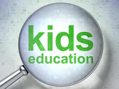 Learning concept: Kids Education with optical glass Stock Illustration