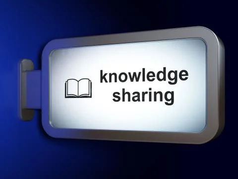 Learning concept: Knowledge Sharing and Book on billboard background Illustrazione stock