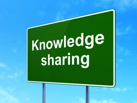 Learning concept: Knowledge Sharing on road sign background Illustrazione stock