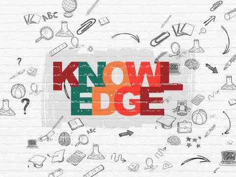Learning concept: Knowledge on wall background Illustrazione stock