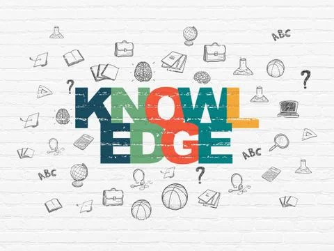 Learning concept: Knowledge on wall background Illustrazione stock