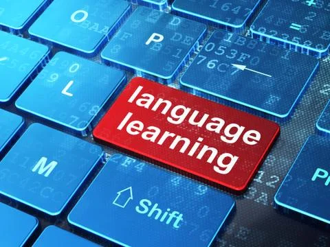 Learning concept: Language Learning on computer keyboard background Illustrazione stock