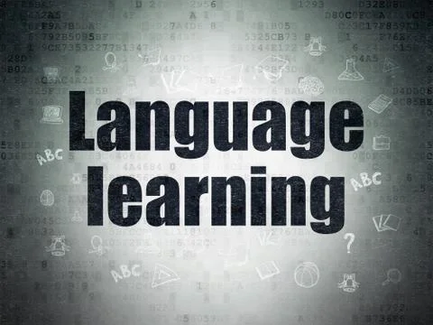 Learning concept: Language Learning on Digital Data Paper background 스톡 일러스트