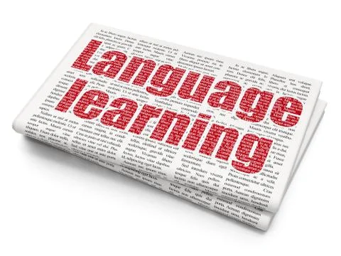 Learning concept: Language Learning on Newspaper background Illustrazione stock