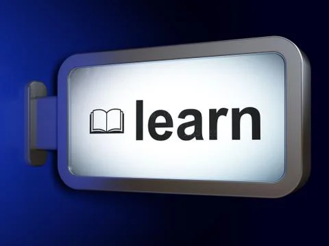 Learning concept: Learn and Book on billboard background Stock Illustration