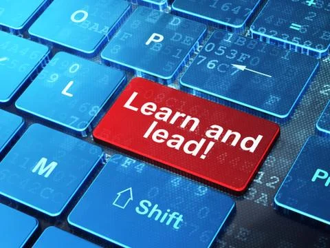 Learning concept: Learn and Lead! on computer keyboard background 스톡 일러스트