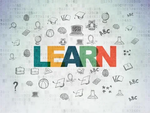 Learning concept: Learn on Digital Data Paper background Illustrazione stock