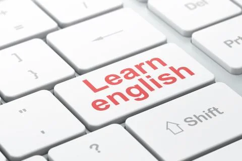 Learning concept: Learn English on computer keyboard background Stock Illustration