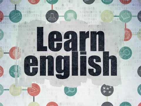 Learning concept: Learn English on Digital Paper background 스톡 일러스트