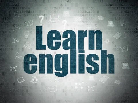 Learning concept: Learn English on Digital Data Paper background Stock Illustration