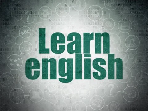 Learning concept: Learn English on Digital Data Paper background Illustrazione stock
