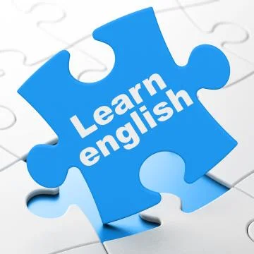 Learning concept: Learn English on puzzle background Stockillustratie