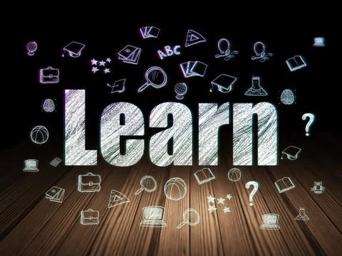 Learning concept: Learn in grunge dark room Stock Illustration