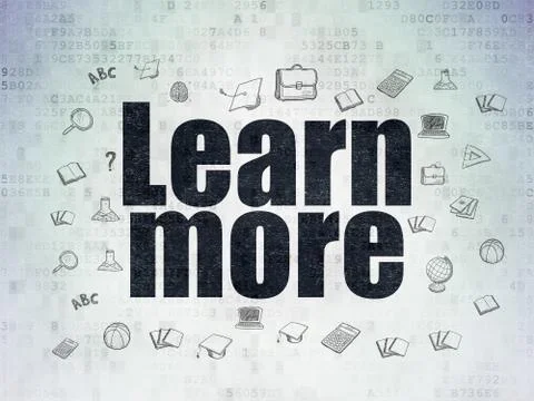 Learning concept: Learn More on Digital Data Paper background Illustrazione stock