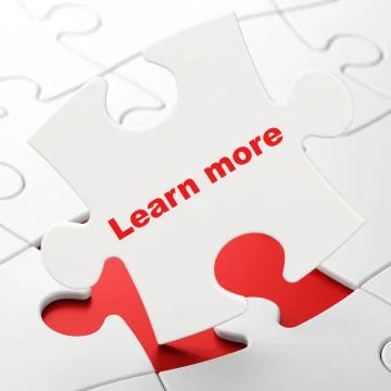 Learning concept: Learn More on puzzle background Illustrazione stock