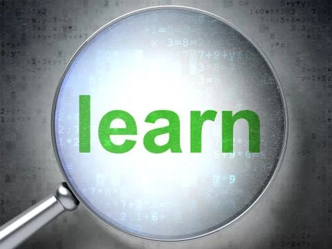 Learning concept: Learn with optical glass 库存插图