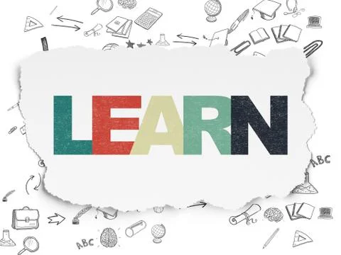 Learning concept: Learn on Torn Paper background Stock Illustration