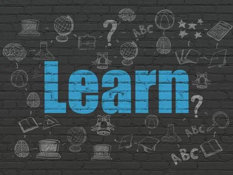 Learning concept: Learn on wall background Stock Illustration