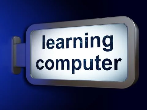Learning concept: Learning Computer on billboard background 스톡 일러스트