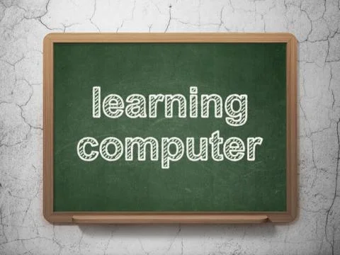 Learning concept: Learning Computer on chalkboard background Stock Illustration