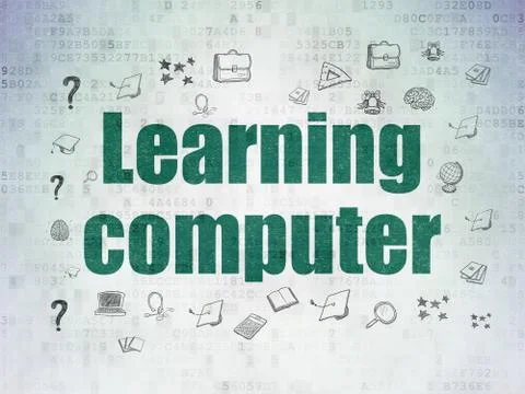 Learning concept: Learning Computer on Digital Data Paper background Illustrazione stock