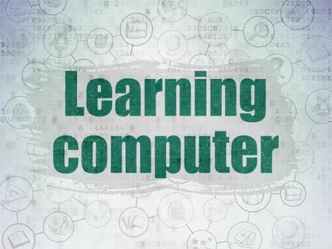 Learning concept: Learning Computer on Digital Data Paper background Illustrazione stock