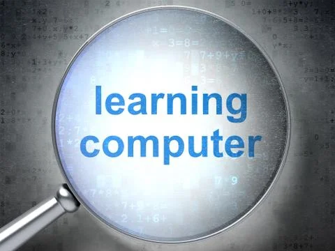 Learning concept: Learning Computer with optical glass Illustrazione stock