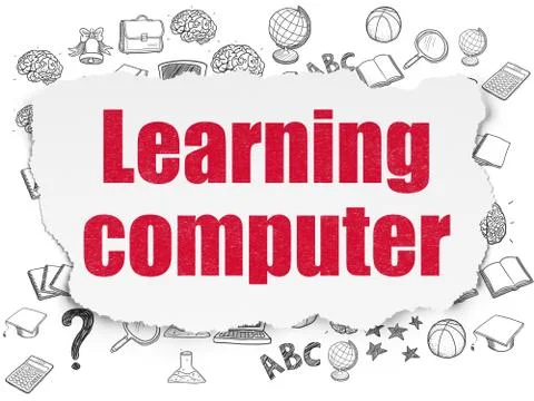 Learning concept: Learning Computer on Torn Paper background Stock Illustration