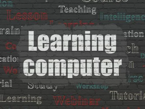 Learning concept: Learning Computer on wall background 스톡 일러스트