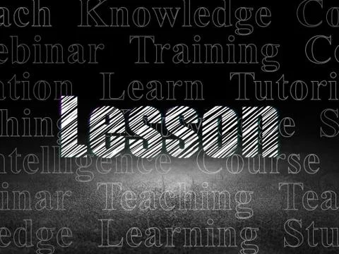 Learning concept: Lesson in grunge dark room Illustrazione stock