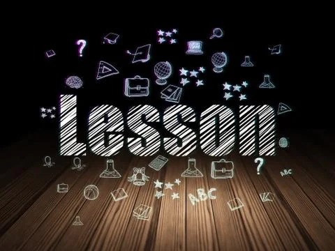 Learning concept: Lesson in grunge dark room Stock Illustration
