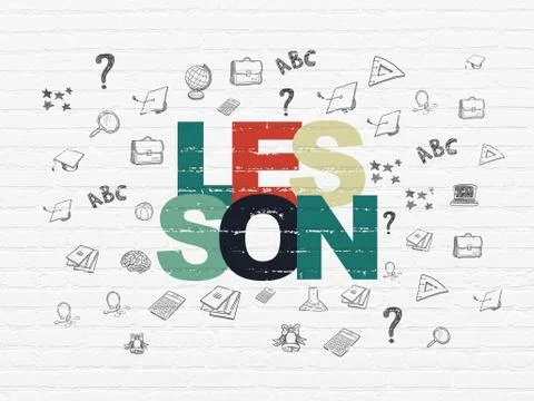 Learning concept: Lesson on wall background Illustrazione stock