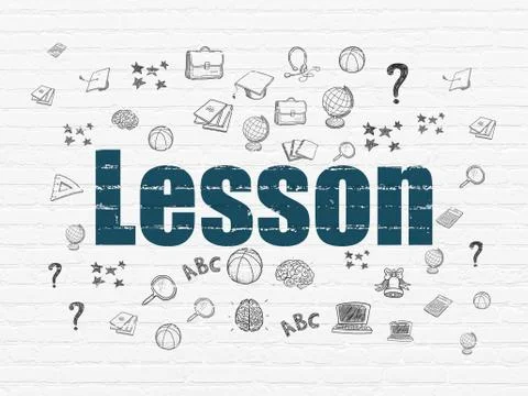 Learning concept: Lesson on wall background Stock Illustration
