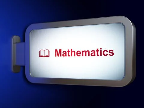 Learning concept: Mathematics and Book on billboard background Stock Illustration