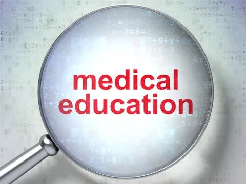 Learning concept: Medical Education with optical glass Stockillustratie