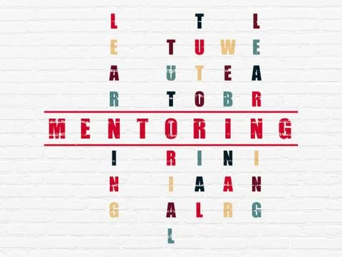 Learning concept: Mentoring in Crossword Puzzle Illustrazione stock