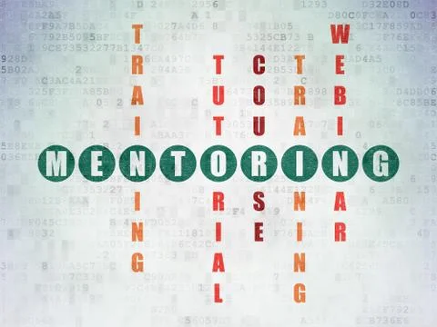 Learning concept: Mentoring in Crossword Puzzle 스톡 일러스트