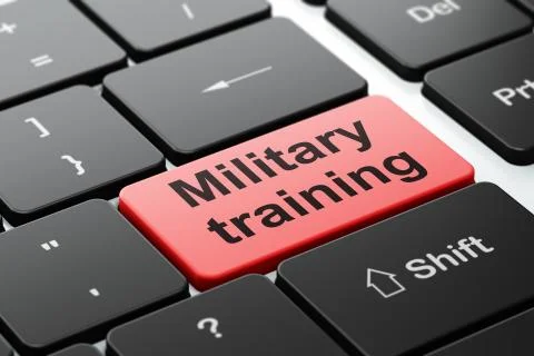 Learning concept: Military Training on computer keyboard background Stock Illustration
