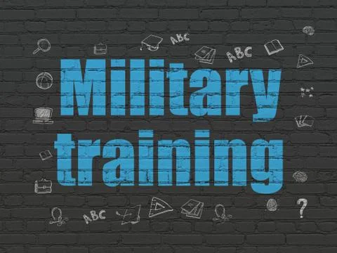 Learning concept: Military Training on wall background Stock Illustration