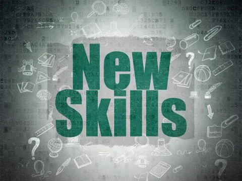 Learning concept: New Skills on Digital Paper background Illustrazione stock