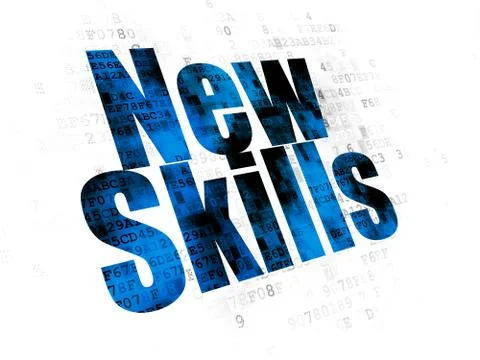 Learning concept: New Skills on Digital background イラスト素材