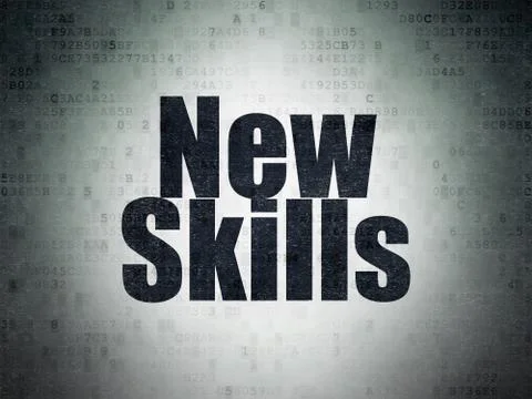 Learning concept: New Skills on Digital Data Paper background Illustrazione stock