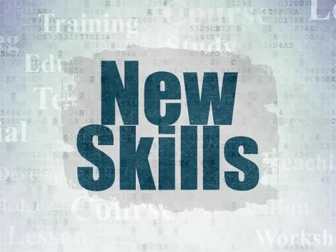 Learning concept: New Skills on Digital Data Paper background 스톡 일러스트